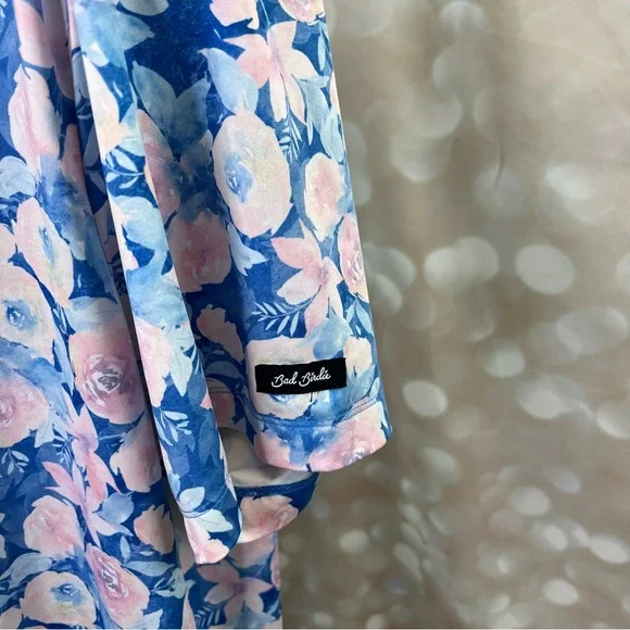 BAD BIRDIE Coachella Floral Print Blue Pink Golf Easter Men’s Size XL Polo Shirt - Picture 3 of 9